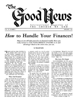 How to Handle Your Finances!
Good News Magazine
January 1962
Volume: Vol XI, No. 1