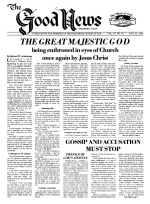 The Great Majestic God Being Enthroned In Eyes Of Church Once Again By Jesus Christ
Good News Magazine
July 31, 1978
Volume: Vol VI, No. 16