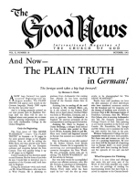 And Now - The PLAIN TRUTH in German!
Good News Magazine
October 1961
Volume: Vol X, No. 10