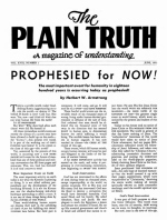 PROPHESIED for NOW!
Plain Truth Magazine
June 1953
Volume: Vol XVIII, No.1
Issue: 