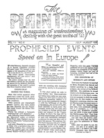PROPHESIED EVENTS Speed on In Europe!
Plain Truth Magazine
July-August 1938
Volume: Vol III, No.6
Issue: 